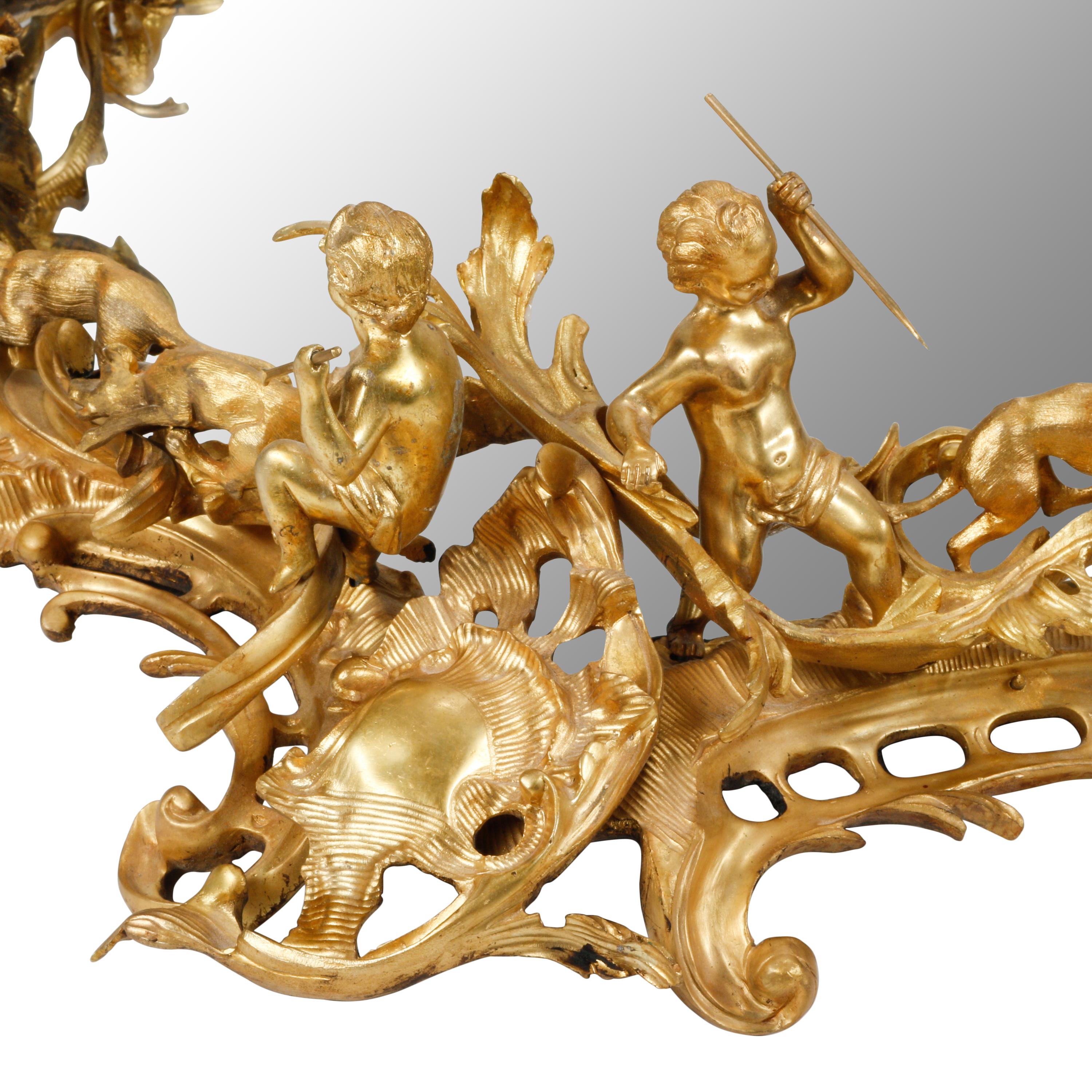 A Large Rococo Style Gilt and Patinated Bronze Surtout de Table