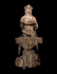 A Carved Wood Figure of Guanyin
