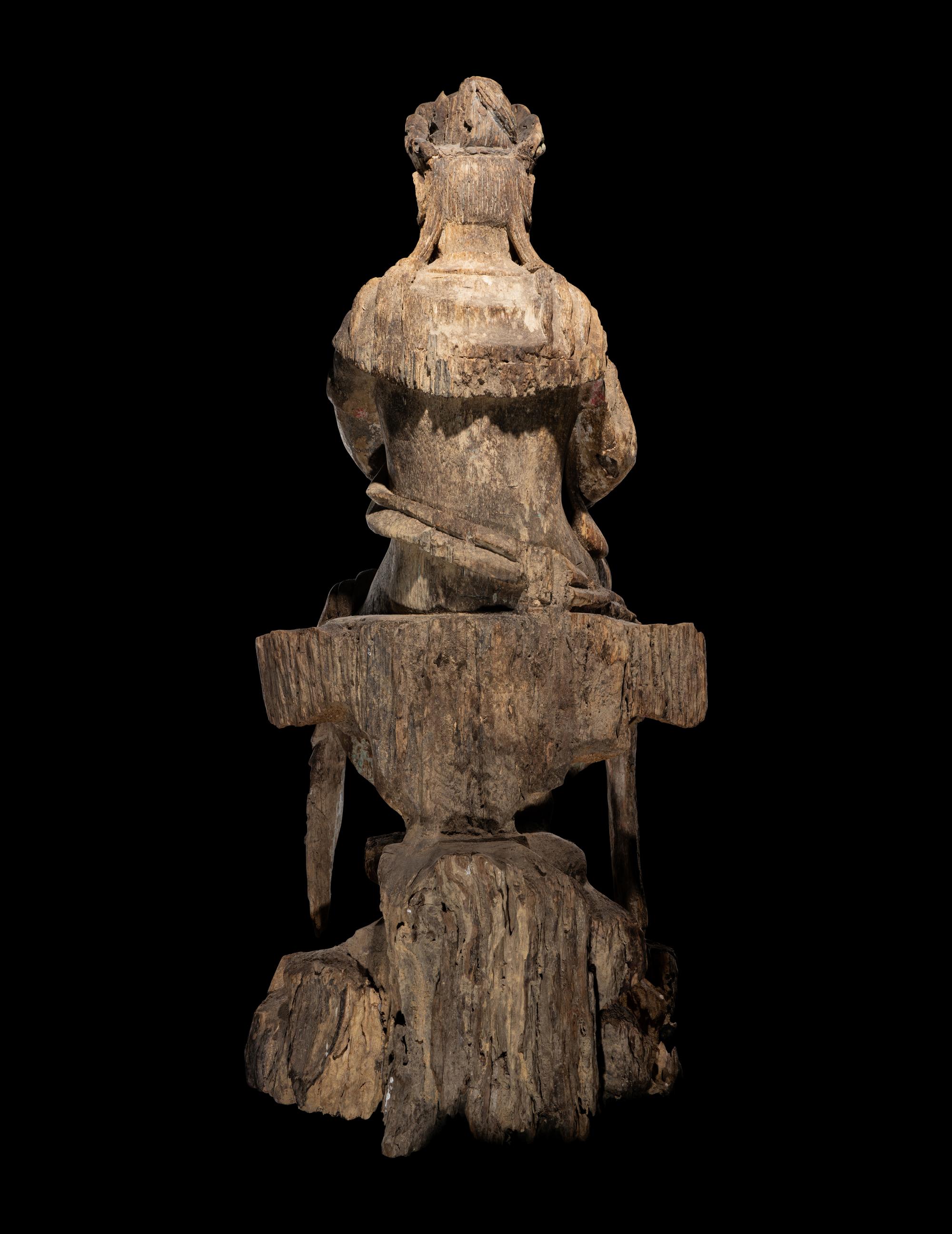 A Carved Wood Figure of Guanyin