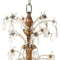 A Pair of Italian Giltwood and Cut-Glass Six-Light Chandeliers