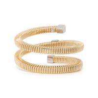 BICOLOR GOLD AND DIAMOND COIL BRACELET