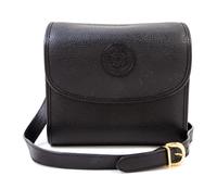 A Gucci Black Leather Camera Bag, 7" x 6" x 4"; Strap drop: 23".