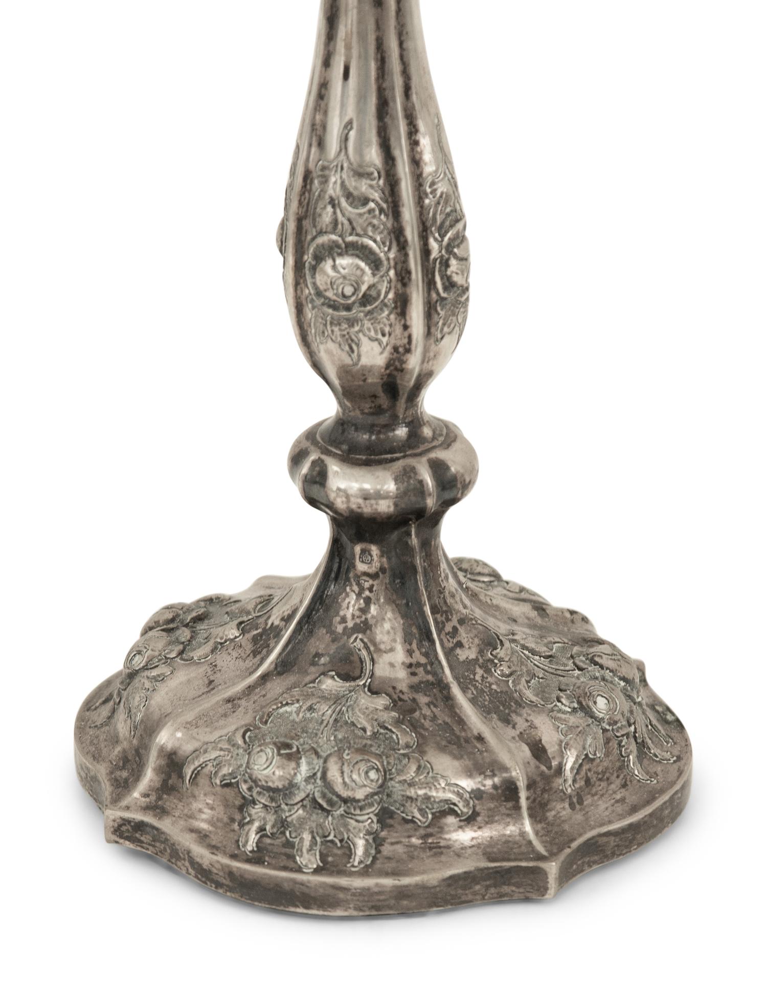 A Pair of Austro-Hungarian Silver Three-Light Candelabra