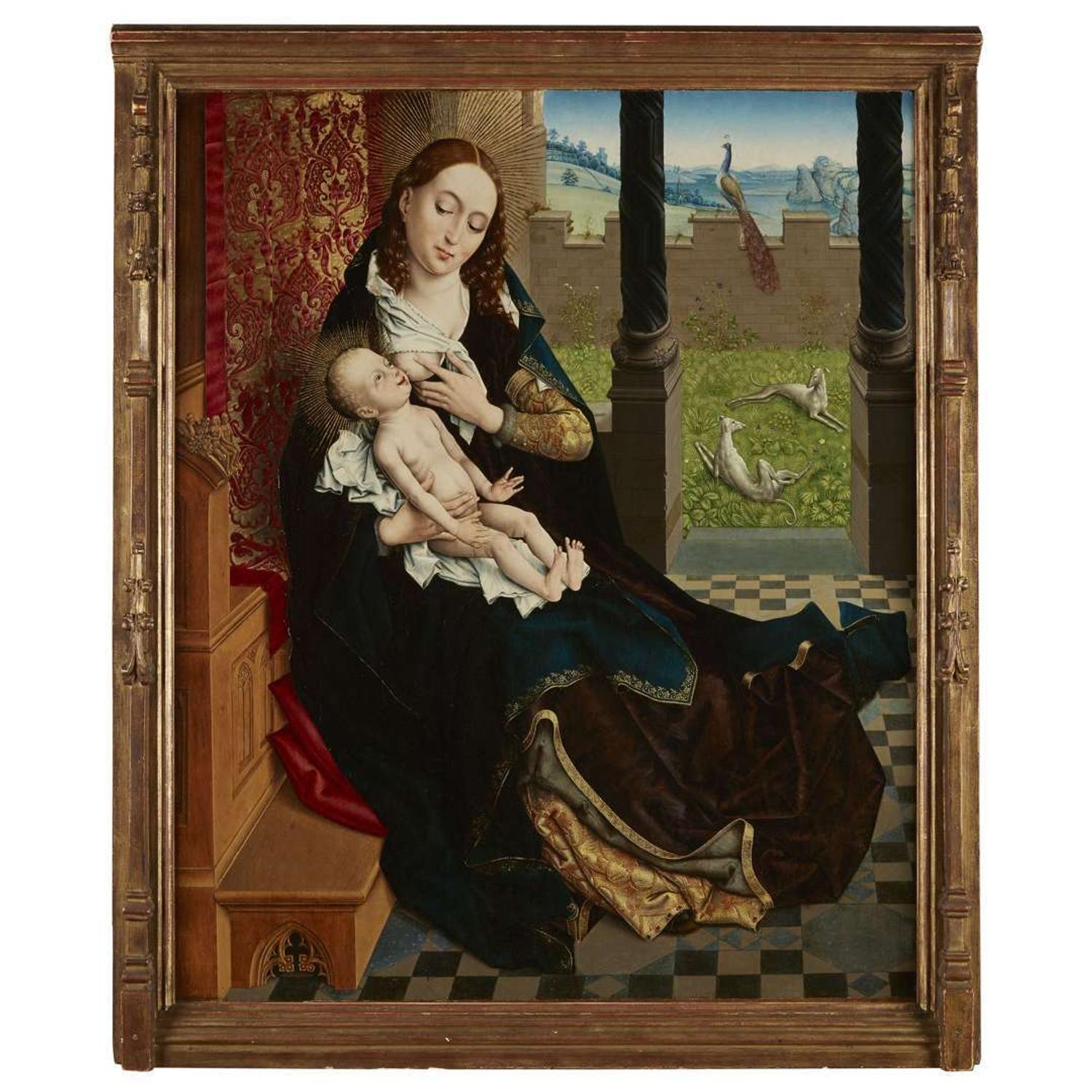 Master of the Embroidered Foliage (Netherlandish, active Brussels, late 15th Century) — Nursing Madonna