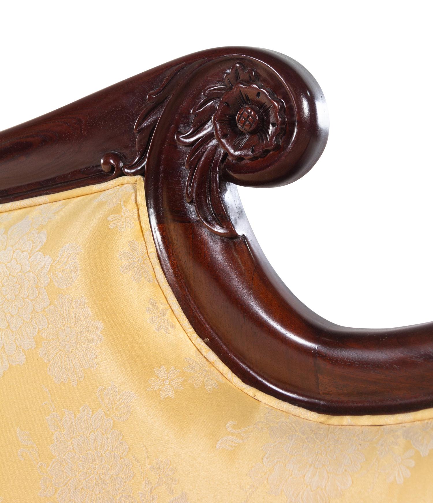 A Classical Style Carved Mahogany Swan-Foot Sofa