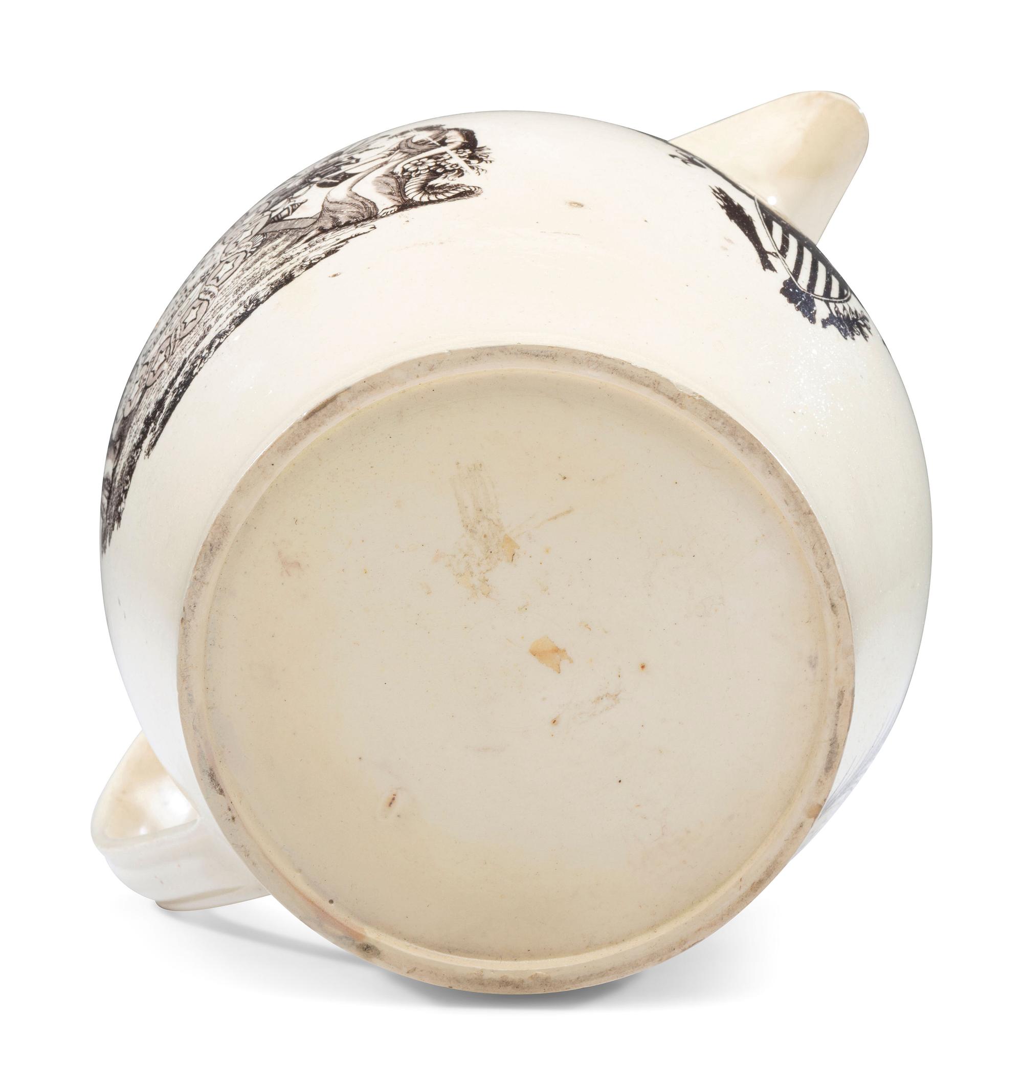 A Liverpool Transfer-Printed Creamware 'Union to the People of America' Pitcher