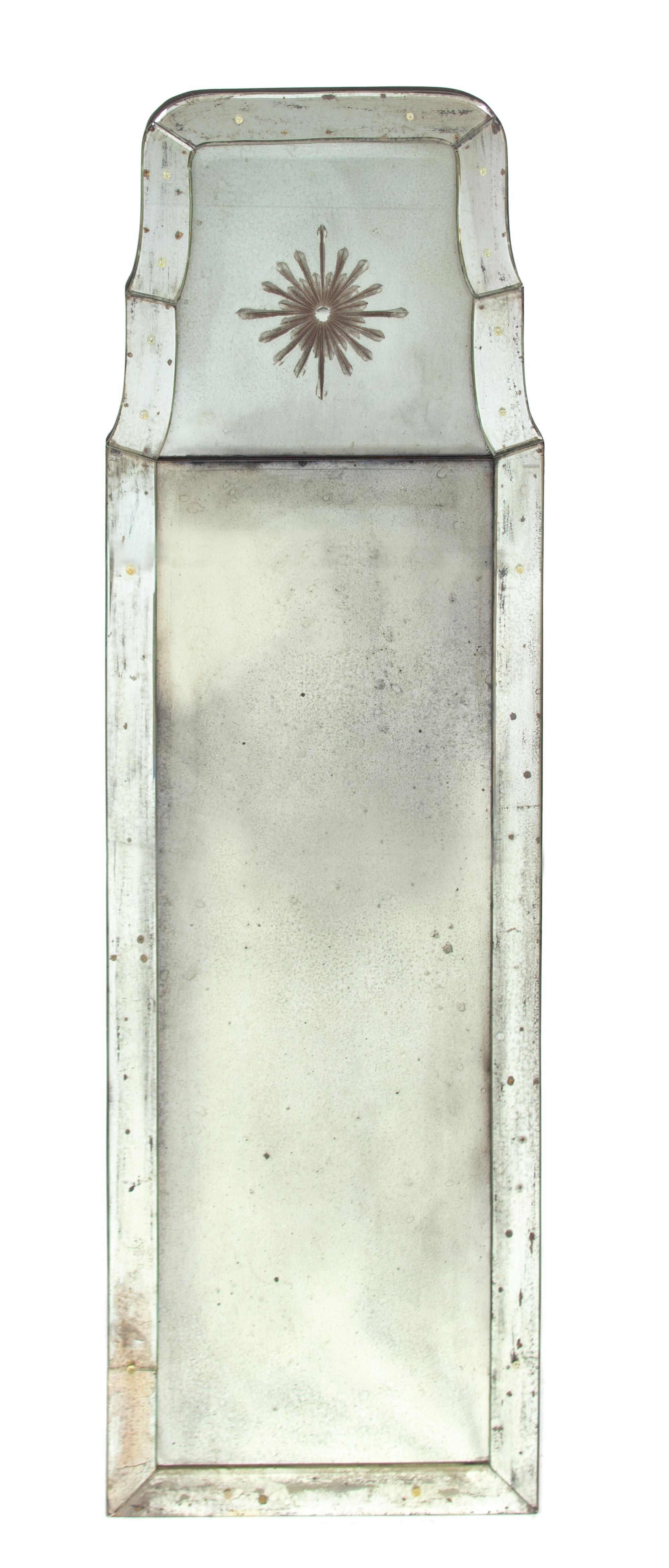 A Queen Anne Style Glass Framed Pier Mirror Height 66 1/2 x width 20 inches. — 19TH CENTURY
