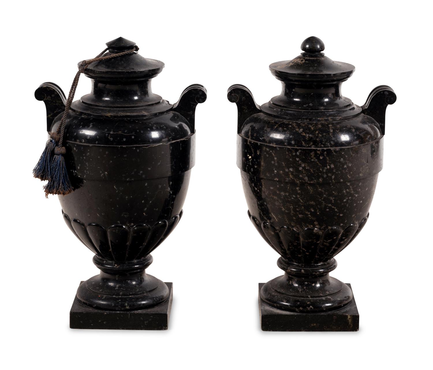A Pair of Continental Marble Urns