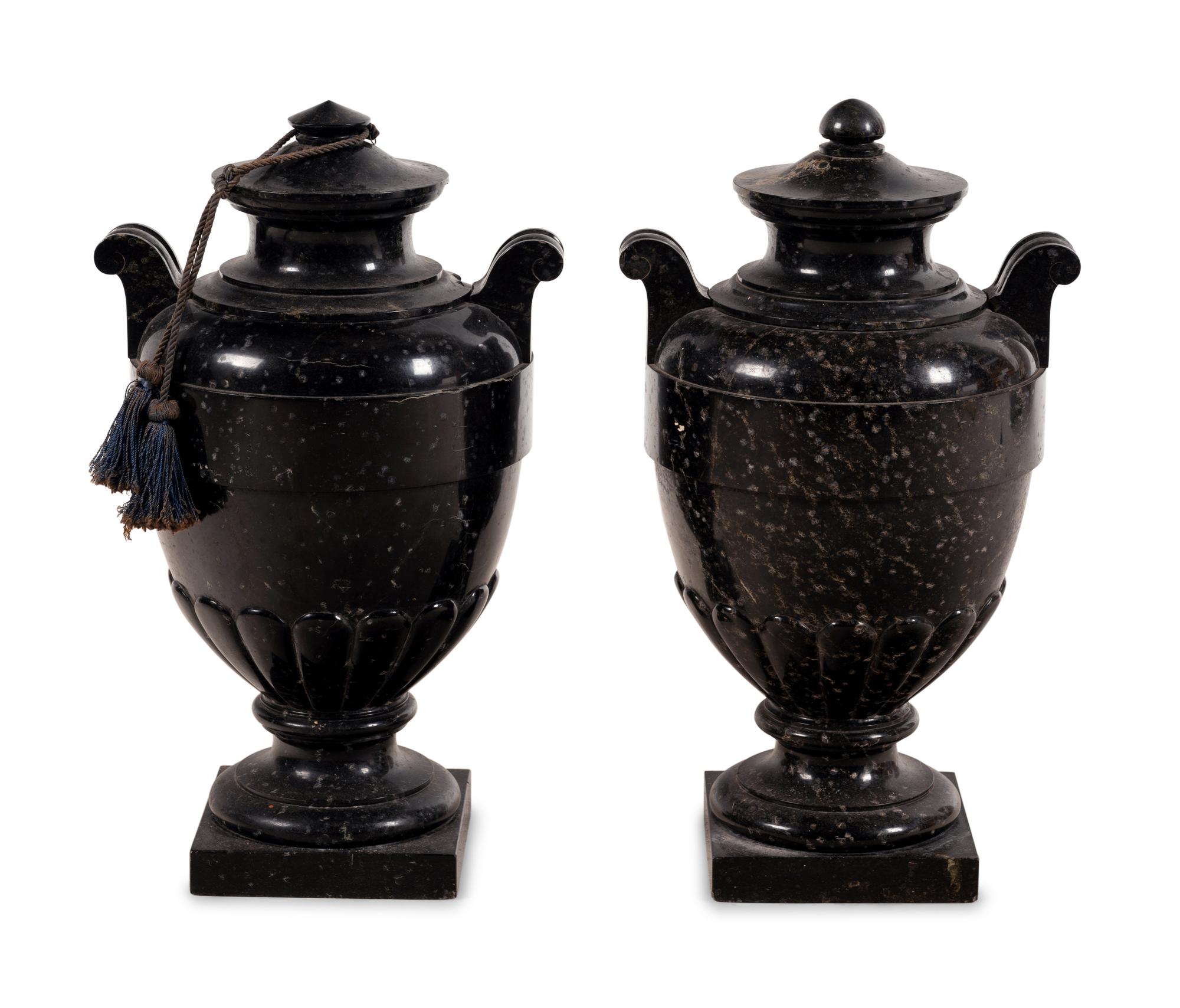 A Pair of Continental Marble Urns