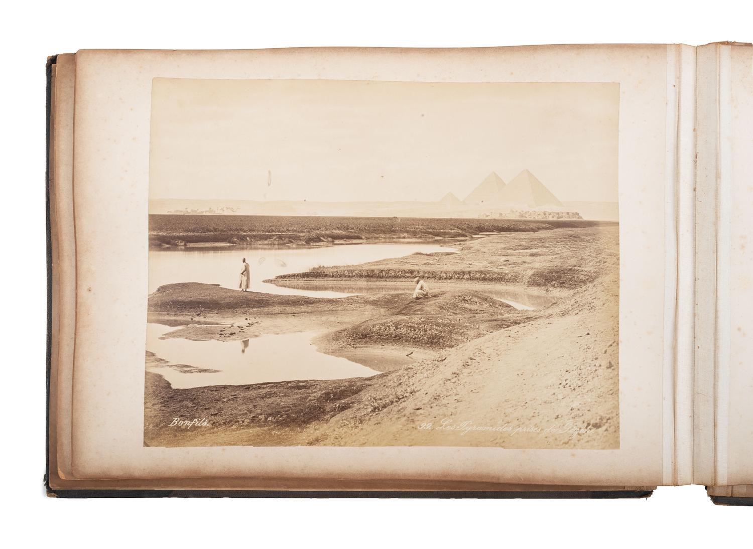 [EARLY PHOTOGRAPHY]. Album containing photographs of Egypt, Italy, and Brussels, incl. images by Félix BONFILS and Hippolyte ARNOUX.