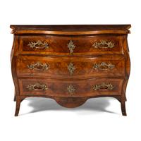 An Italian Gilt Bronze Mounted Walnut and Parquetry Commode