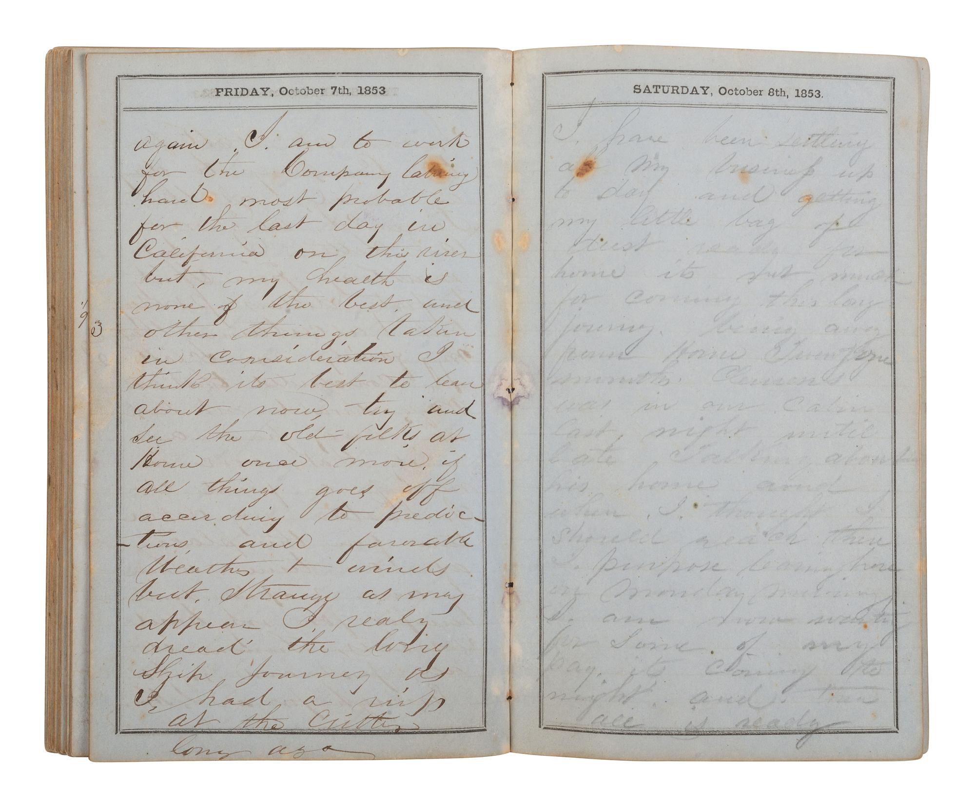 [GOLD RUSH]. Extensive California Gold Rush archive of William J. Jewell (1818-1885) including letters, diaries, and photographs, ca. 1852-1853.