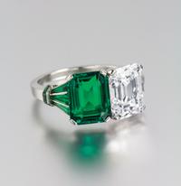 An Important Platinum, Emerald and Diamond Ring, 5.70 dwts.