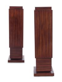 A Pair of Contemporary Walnut Veneered Pedestals