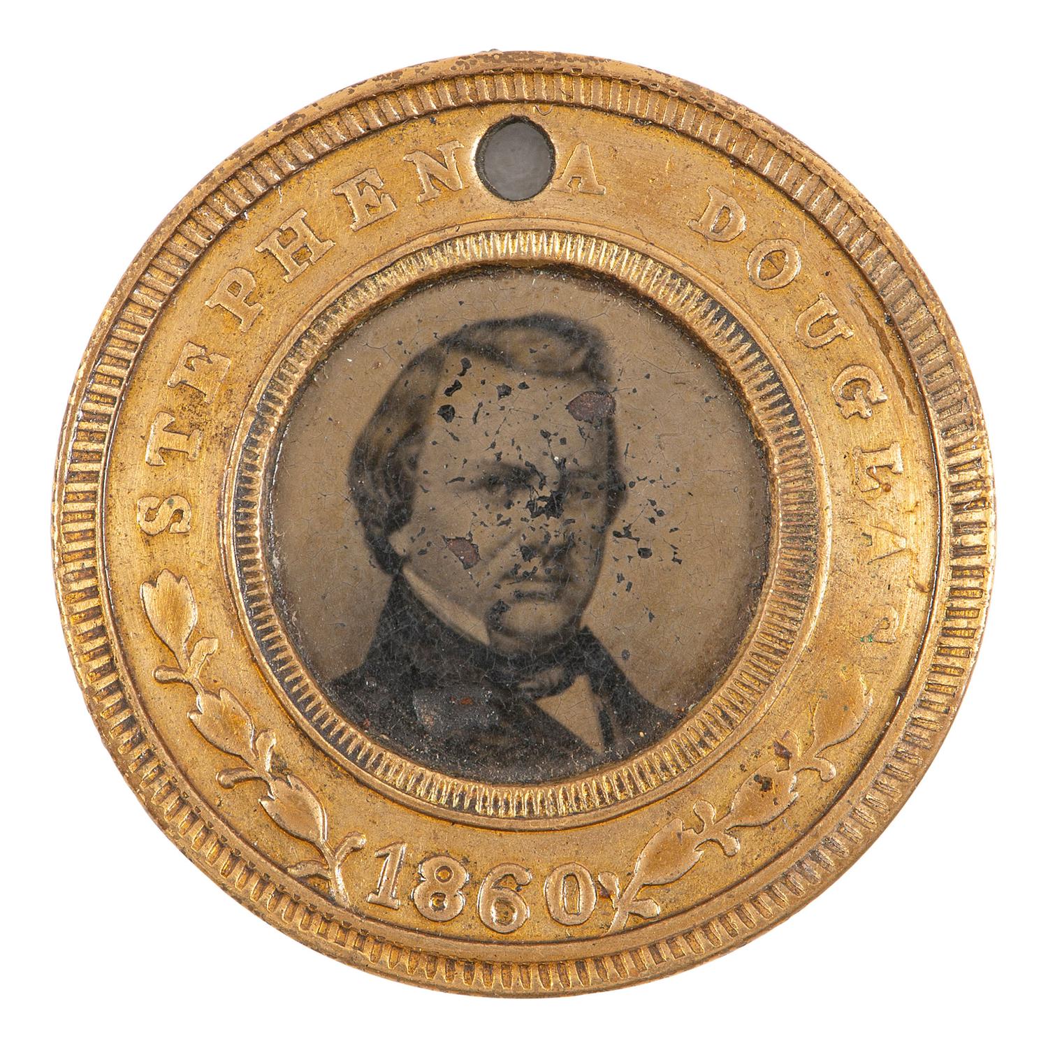 [Americana] (Douglas, Stephen A.) Group of Three Items, incl. Campaign Ferrotype