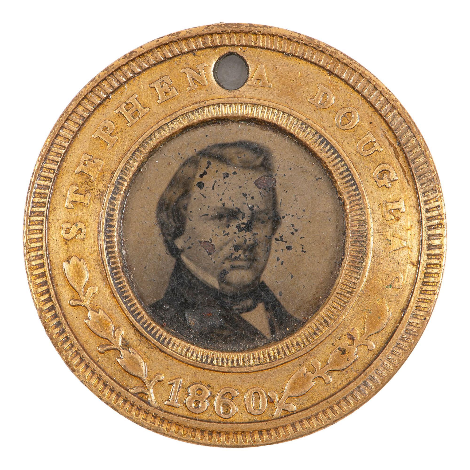 [Americana] (Douglas, Stephen A.) Group of Three Items, incl. Campaign Ferrotype