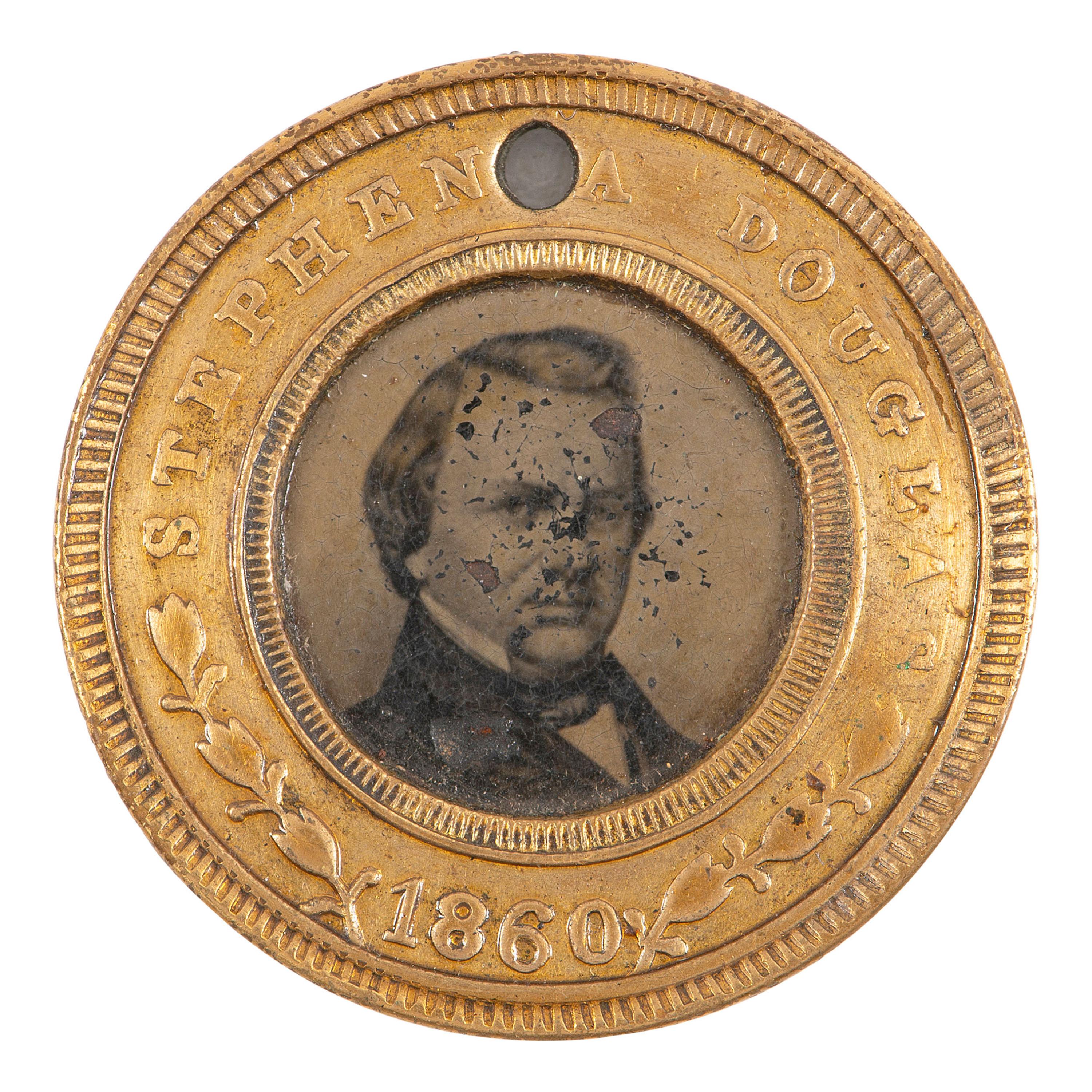 [Americana] (Douglas, Stephen A.) Group of Three Items, incl. Campaign Ferrotype