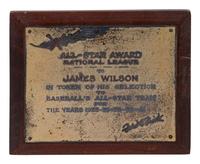 A National League All-Star Award Presented to Jimmie Wilson by Ford C Frick,