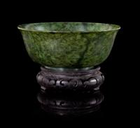 A Carved Spinach Jade Bowl