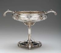 An impressive silver centerpiece compote hallmarked "eb," probably gorham & co., providence, ri, circa 1860