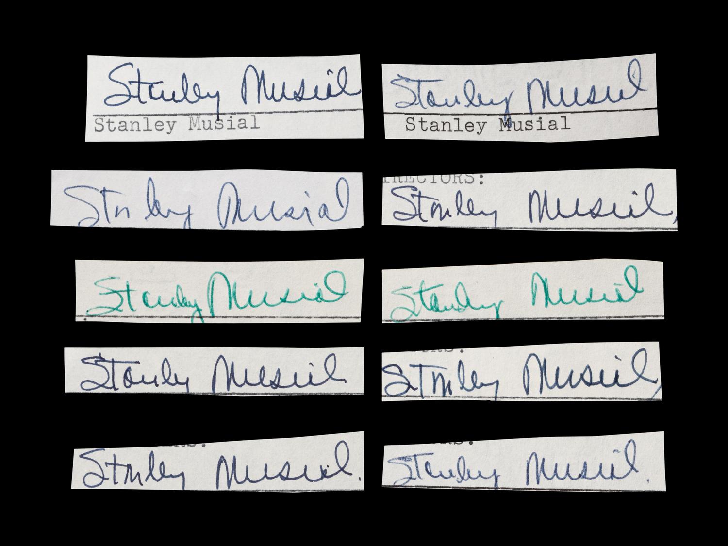 A Group of 10 Stan Musial Signed Autograph Cuts from The Collection of Stan Musial,
