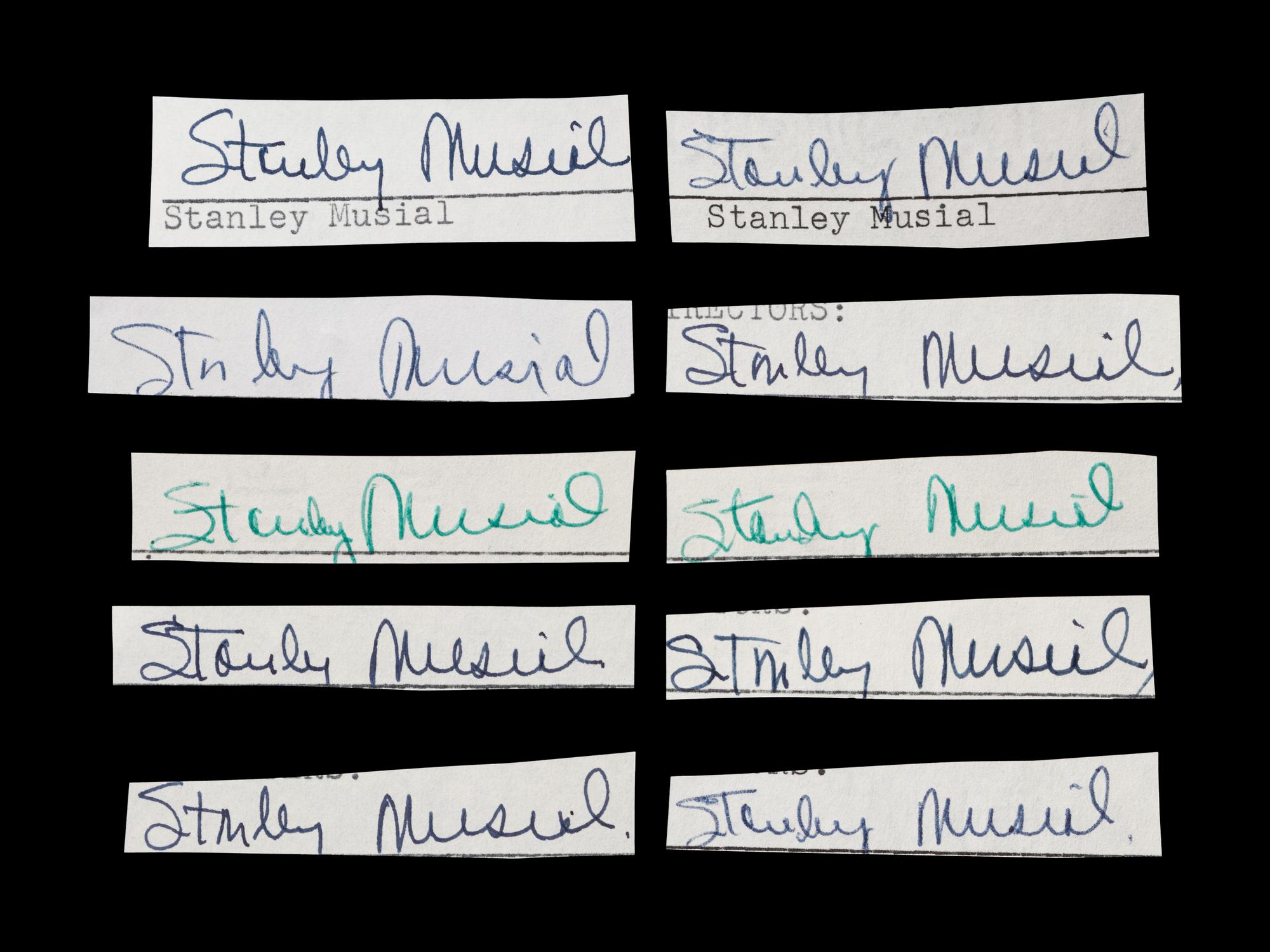 A Group of 10 Stan Musial Signed Autograph Cuts from The Collection of Stan Musial,