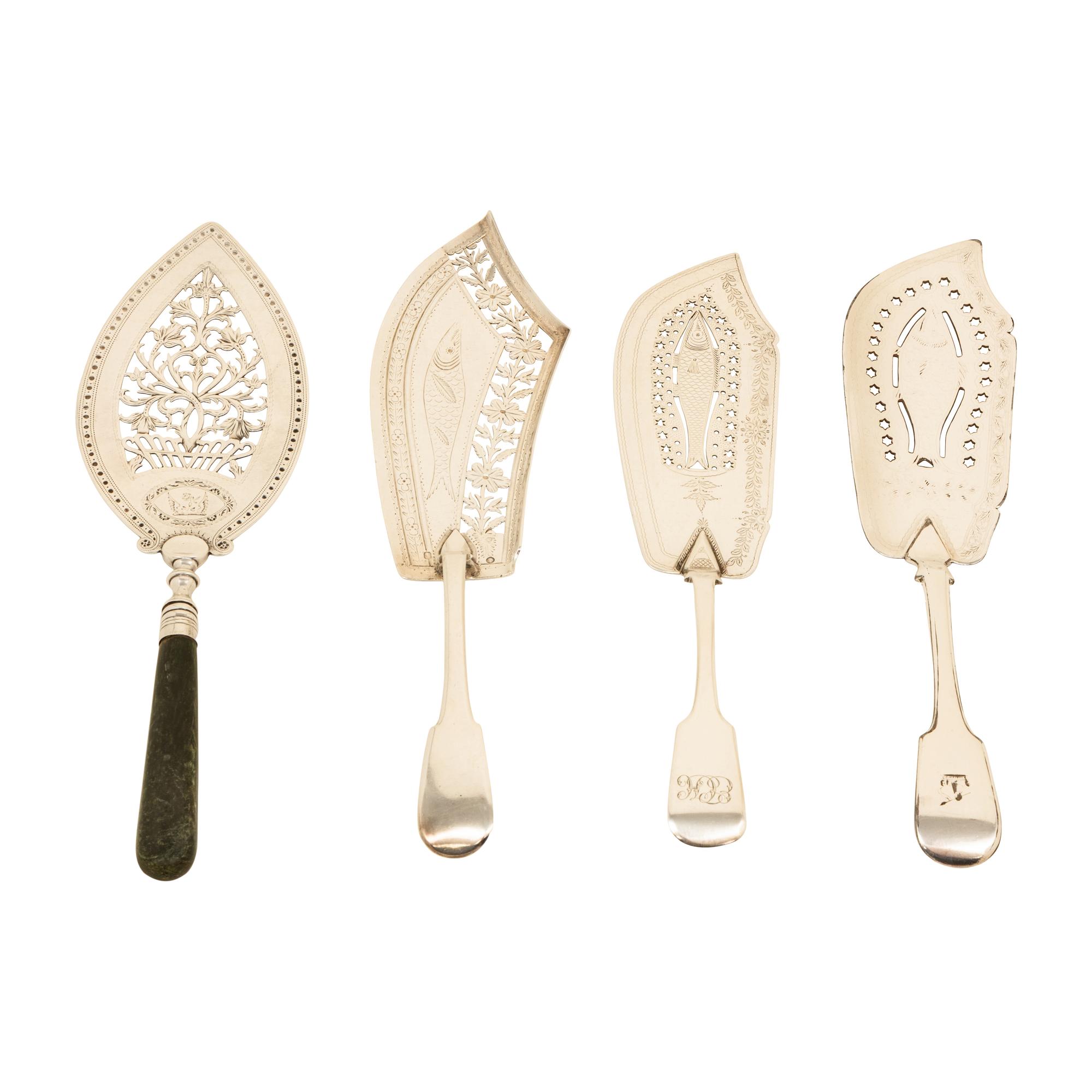 A Group of English Silver Flatware and Serving Articles