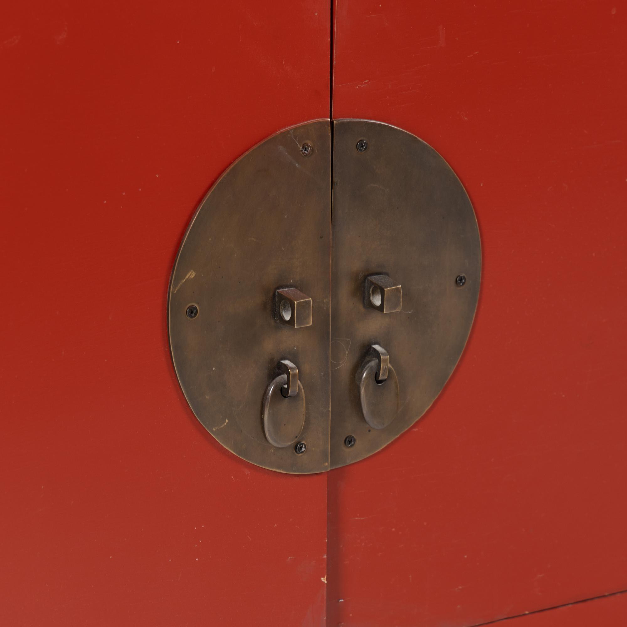 A Chinese Red-Painted Bookcase