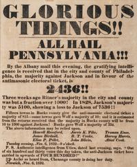 [POLITICS] Broadside announcing a majority vote against Jackson in favor of the Anti-Masonic ticket.