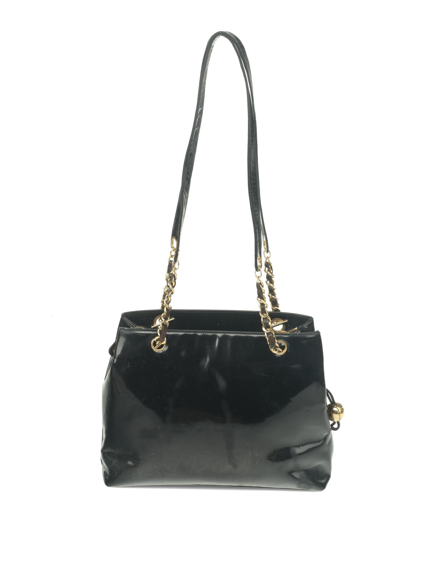 Chanel Black Patent Leather Handbag, 1980s