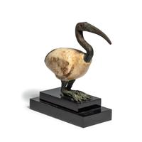 An Egyptian Bronze and Alabaster Ibis