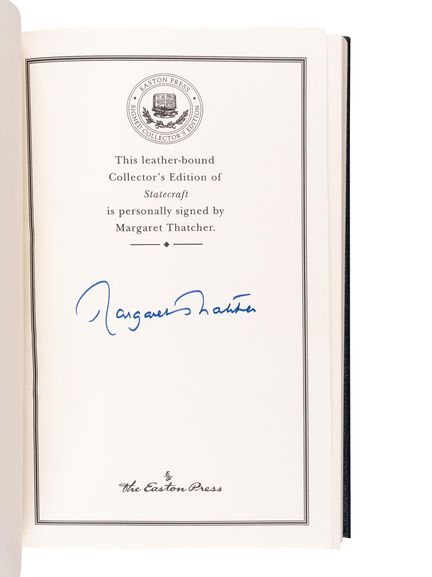 THATCHER, Margaret (1925-2013). Statecraft. Norwalk, CT: The Easton Press, 2002.
