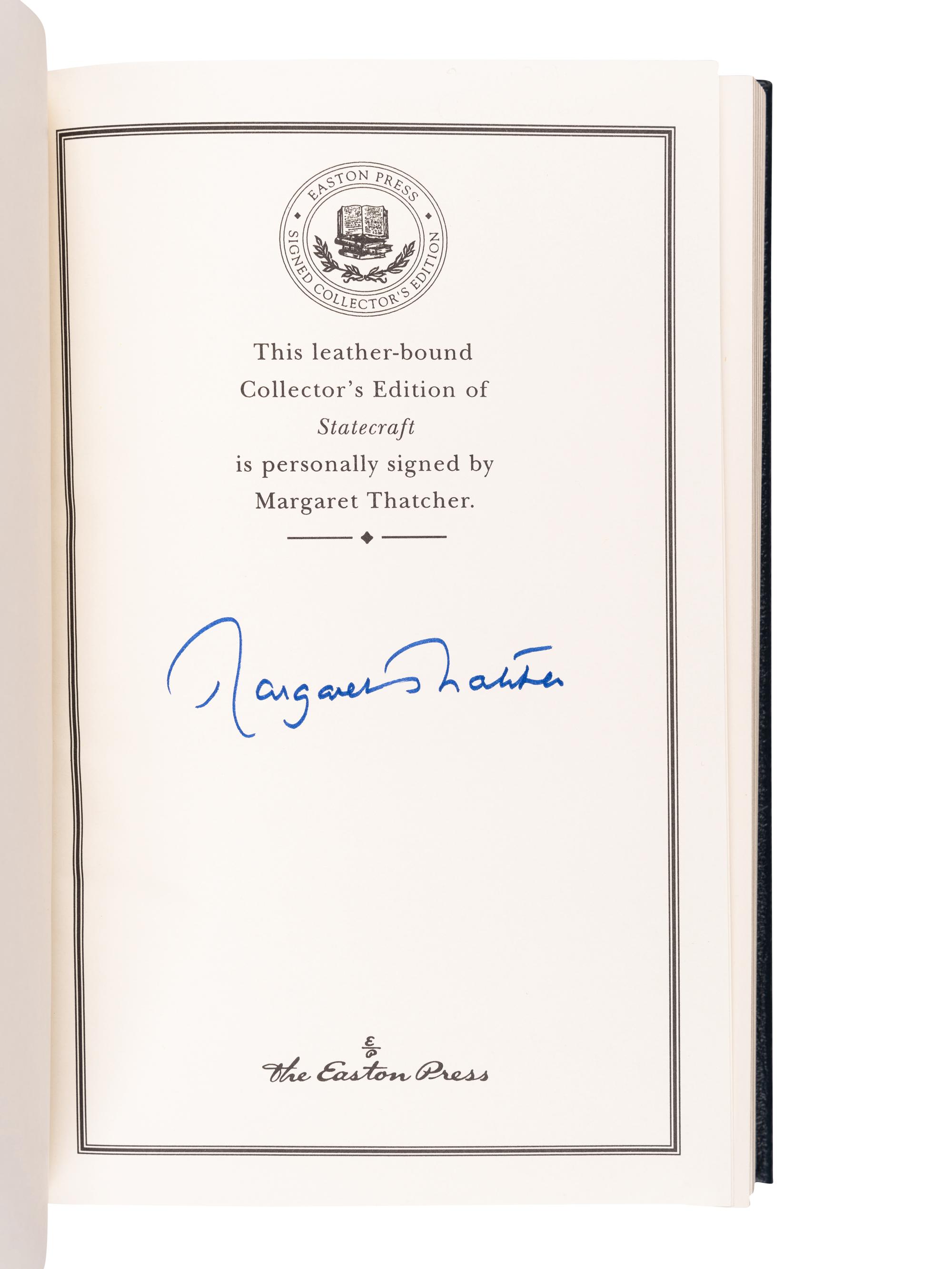 THATCHER, Margaret (1925-2013). Statecraft. Norwalk, CT: The Easton Press, 2002.