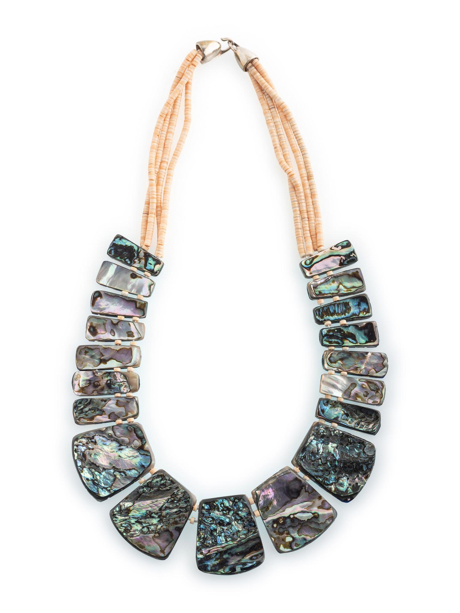Multi-strand Mosaic Inlay Tab Neklace