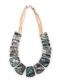 Multi-strand Mosaic Inlay Tab Neklace