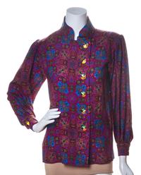 An Yves Saint Laurent Multicolor Geometric Wool Blouse, Size 36.