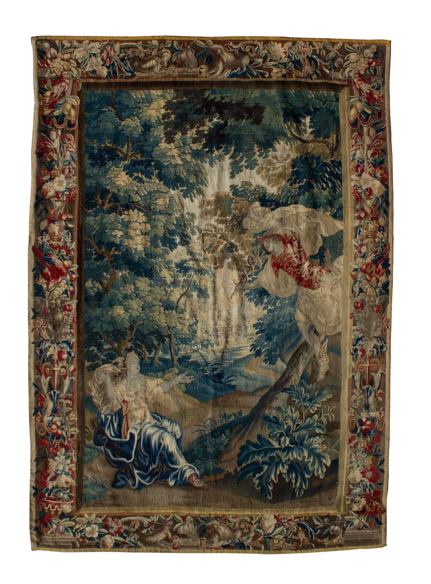 An Flemish Verdure Tapestry Wall Hanging 9 feet 11 inches x 6 feet 8 inches. — LATE 18TH/EARLY 19TH CENTURY
