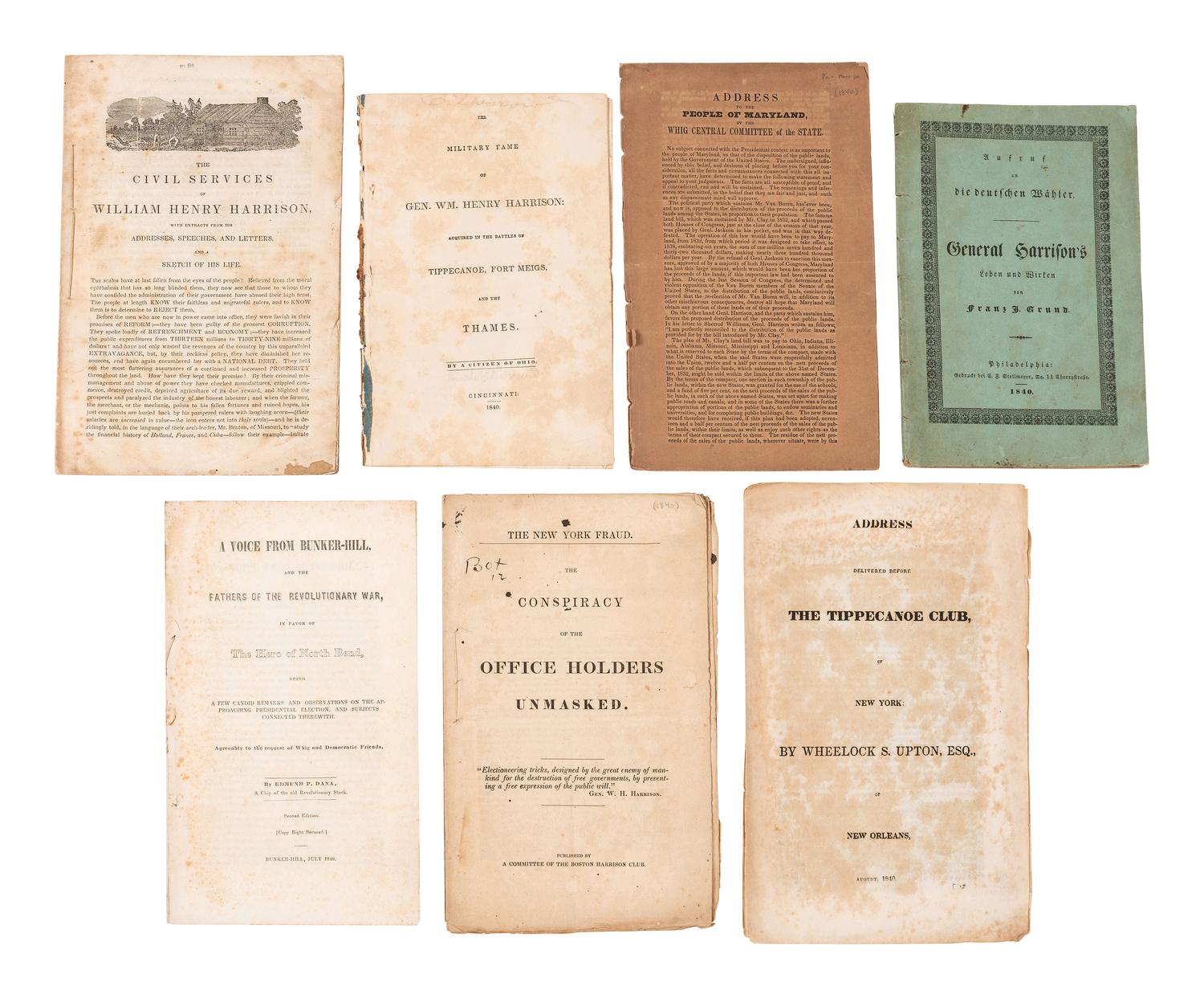 [1840 ELECTION]. A group of pamphlets related to Martin van Buren, William Henry Harrison, and their respective presidential campaigns.
