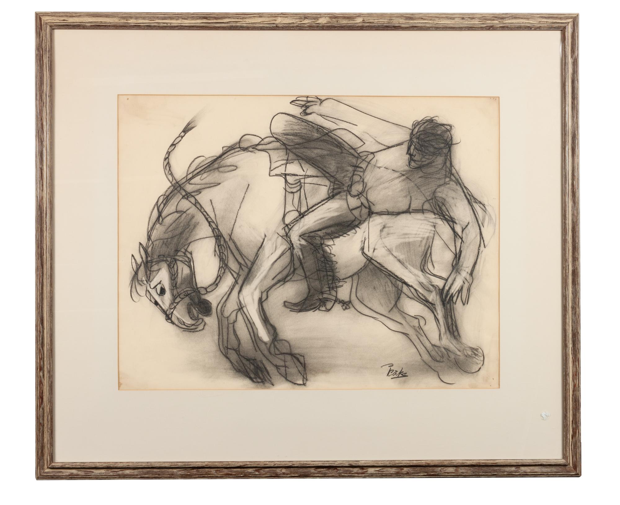 Two Drawings: Nearly Busted and Fighting Bulls