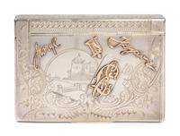 A Russian Gold-Mounted Silver Cigarette Case