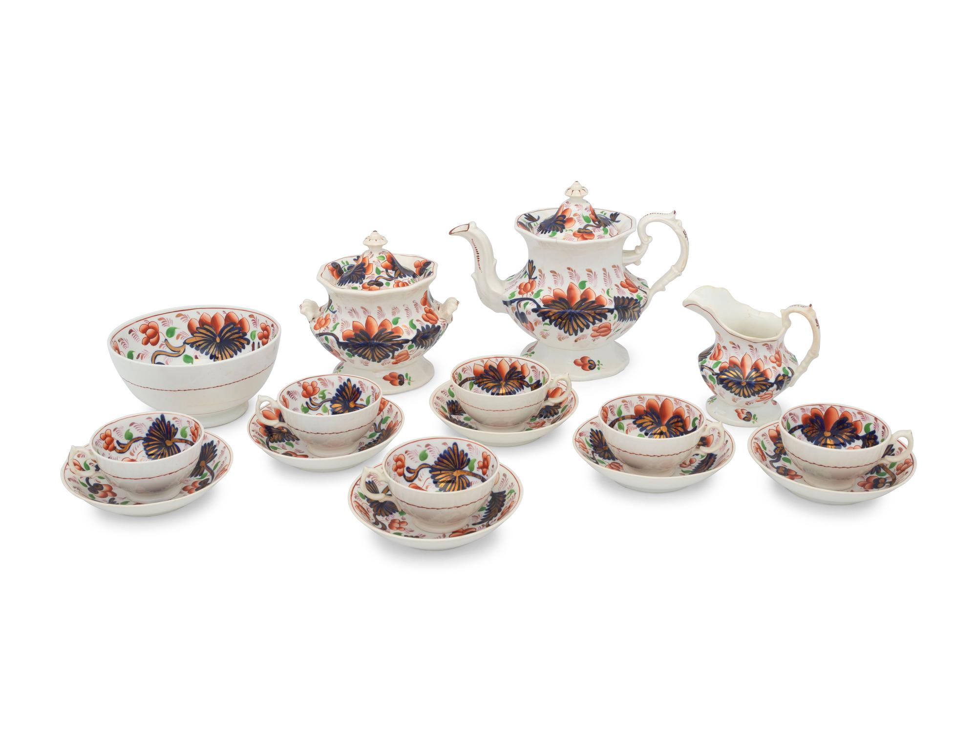 A Staffordshire 'Gaudy Dutch' Tea Service