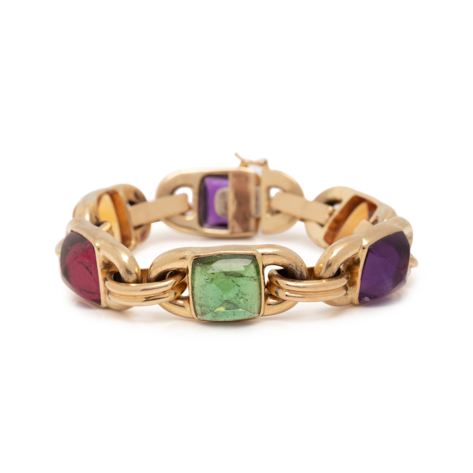 YELLOW GOLD AND MULTIGEM BRACELET