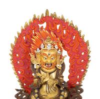 A Group of Three Tibetan Polychromed Brass Deities