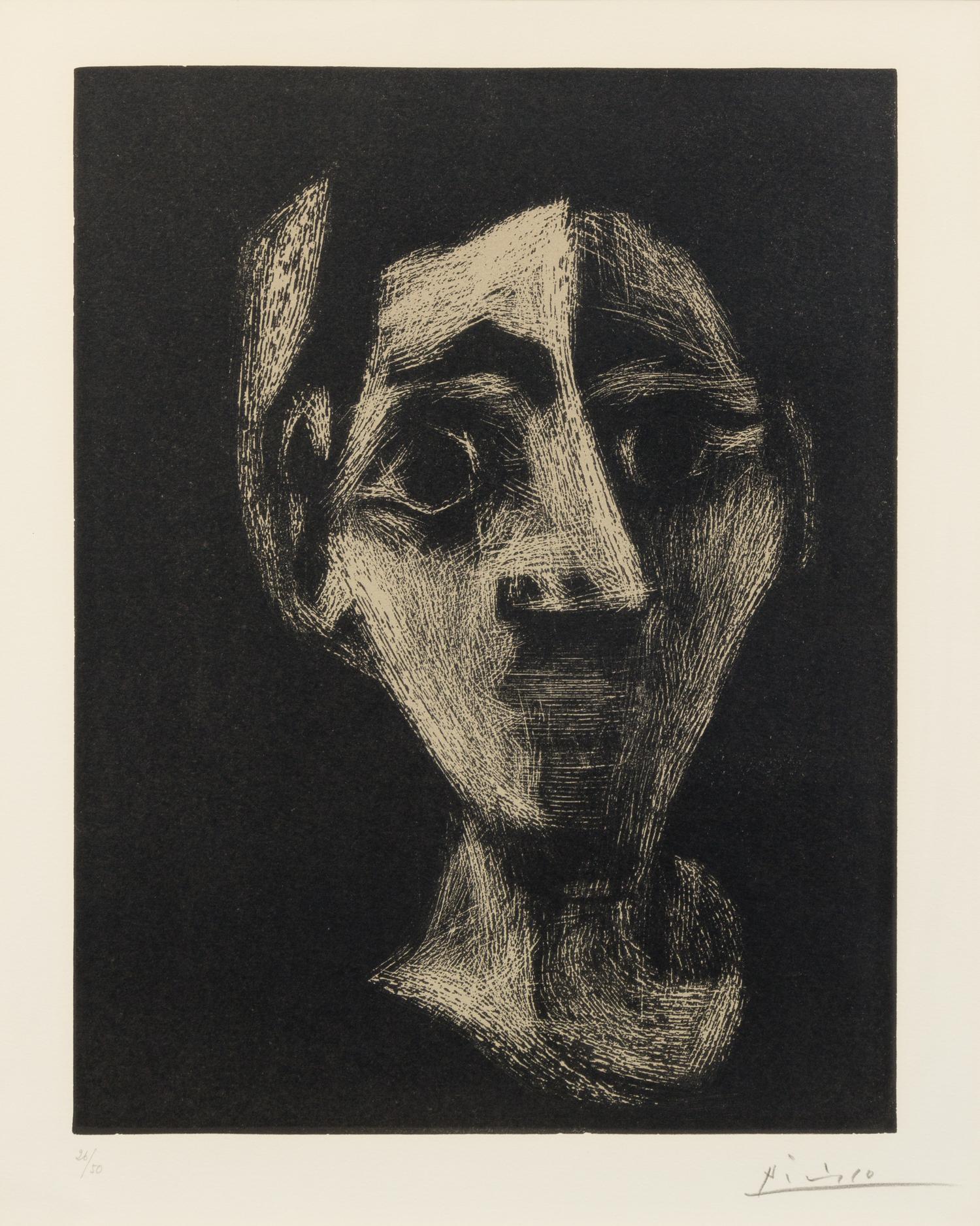 Pablo Picasso, (Spanish, 1881-1973), Visage (Jacqueline au bandeau), 1962