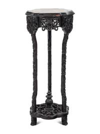 Two Chinese Export Marble Inset Rosewood Furniture