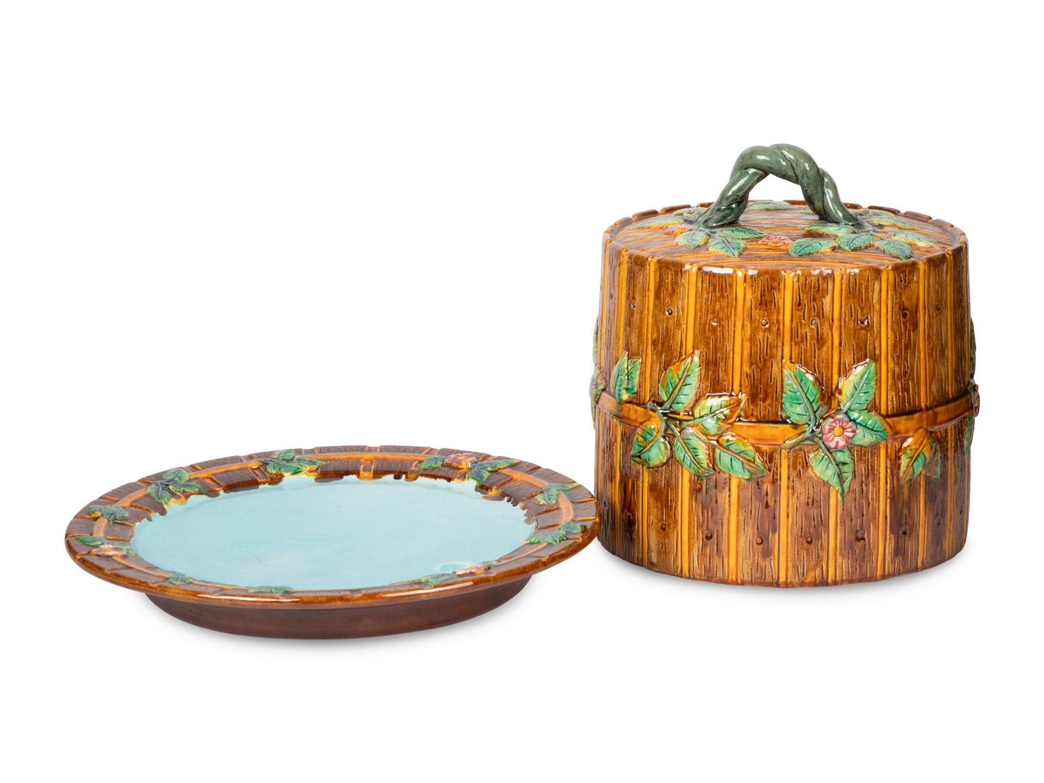 A George Jones Majolica Cheese Dome and Tray