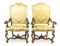 A Pair of Italian Baroque Giltwood Armchairs Height 52 inches. — PROBABLY VENETIAN, 18TH/19TH CENTURY