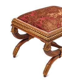 A Pair of Continental Parcel Gilt Walnut Stools
