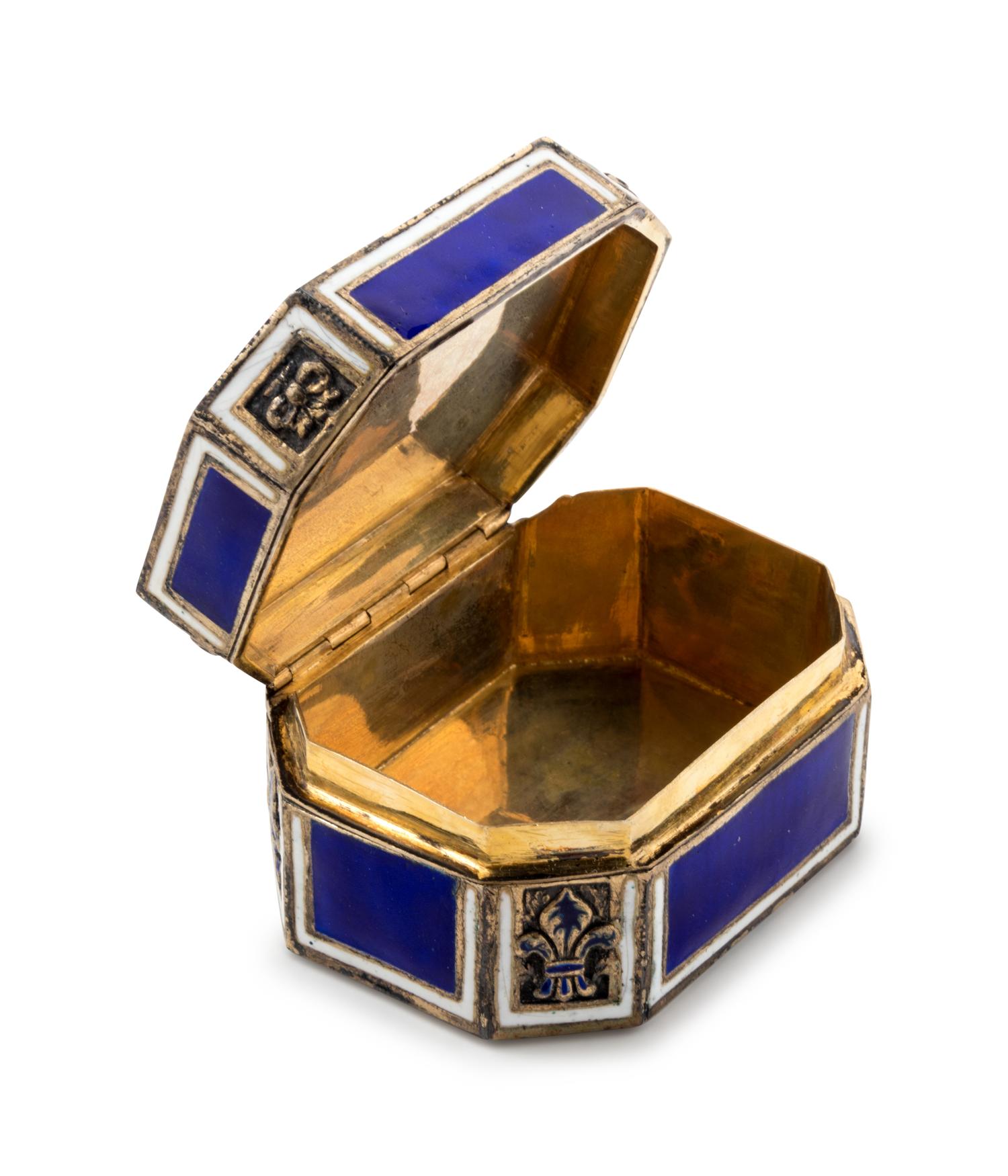 A French Engine-Turned Enamel and Silver-Gilt Box