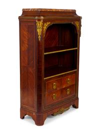 A French Empire Style Gilt Bronze Mounted Mahogany Marble Top Bibliotheque — 19TH CENTURY